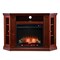 Southern Enterprises 48" Mahogany Brown and Black Modern Style Triangular Electric Corner Fireplace with Storage